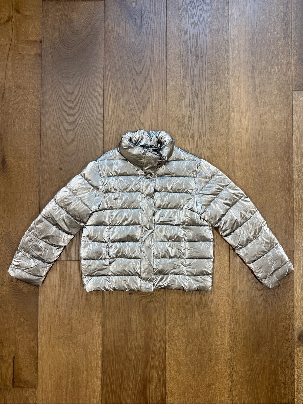 Zara Kids Metallic Silver Puffer Jacket Coat Size 11-12